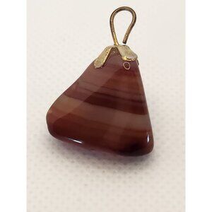 Red Striped Agate Pendant Polished Natural Stone Triangle Shaped